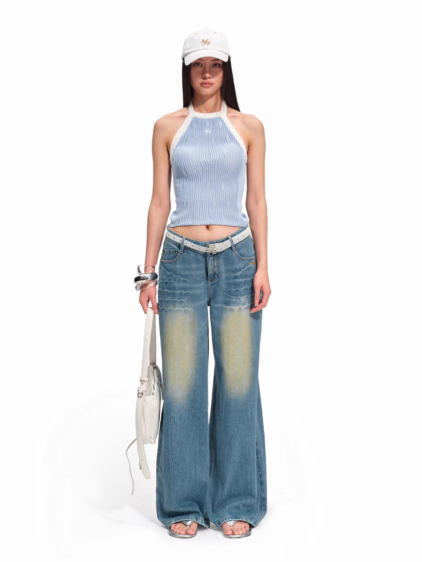 Asymmetric Ribbed Halter Knit Top