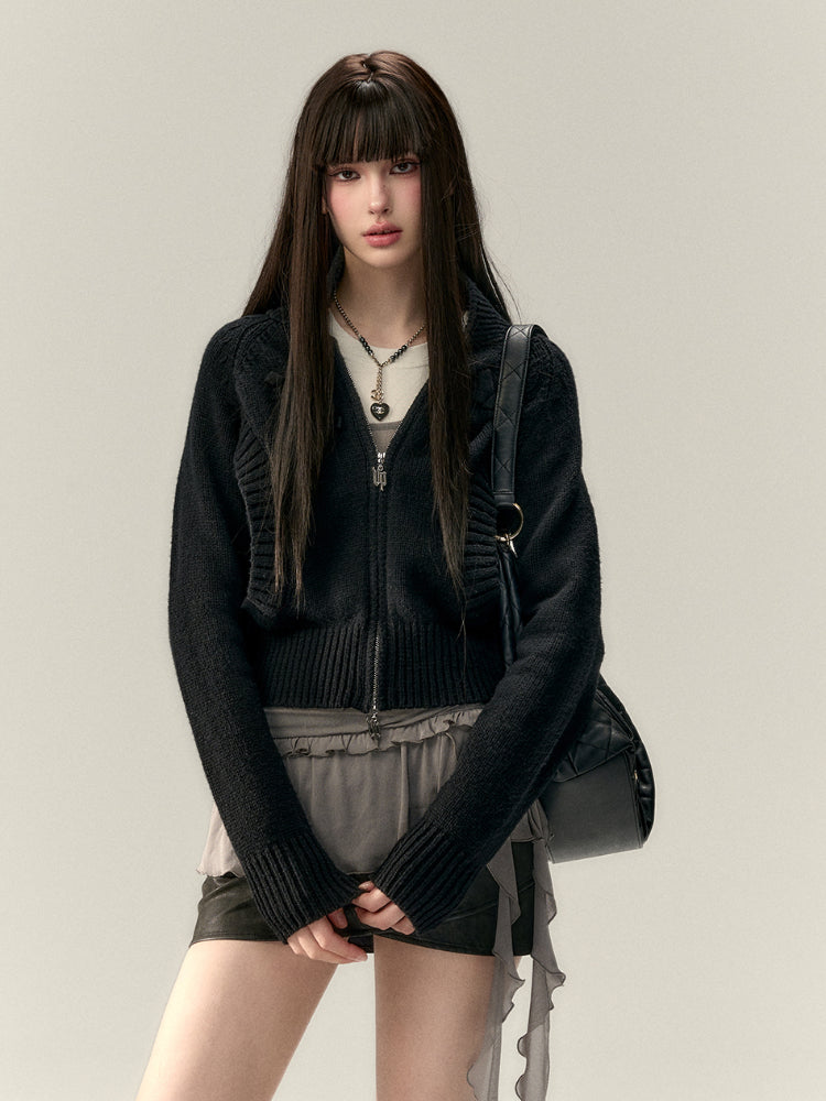 Bowknot Pocket Design Knit Top - CHINASQUAD