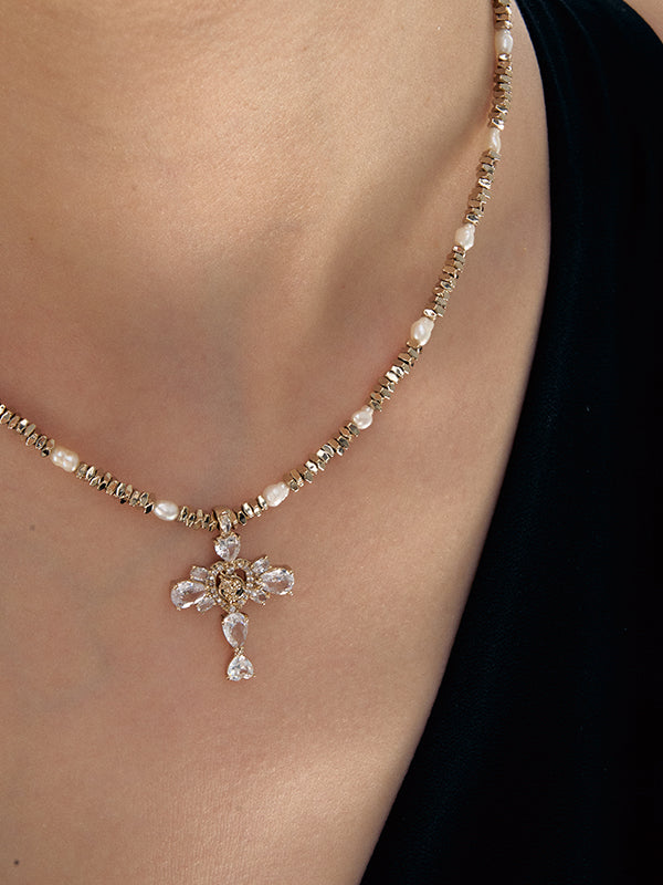 Cross Sparkling Silver Necklace - CHINASQUAD