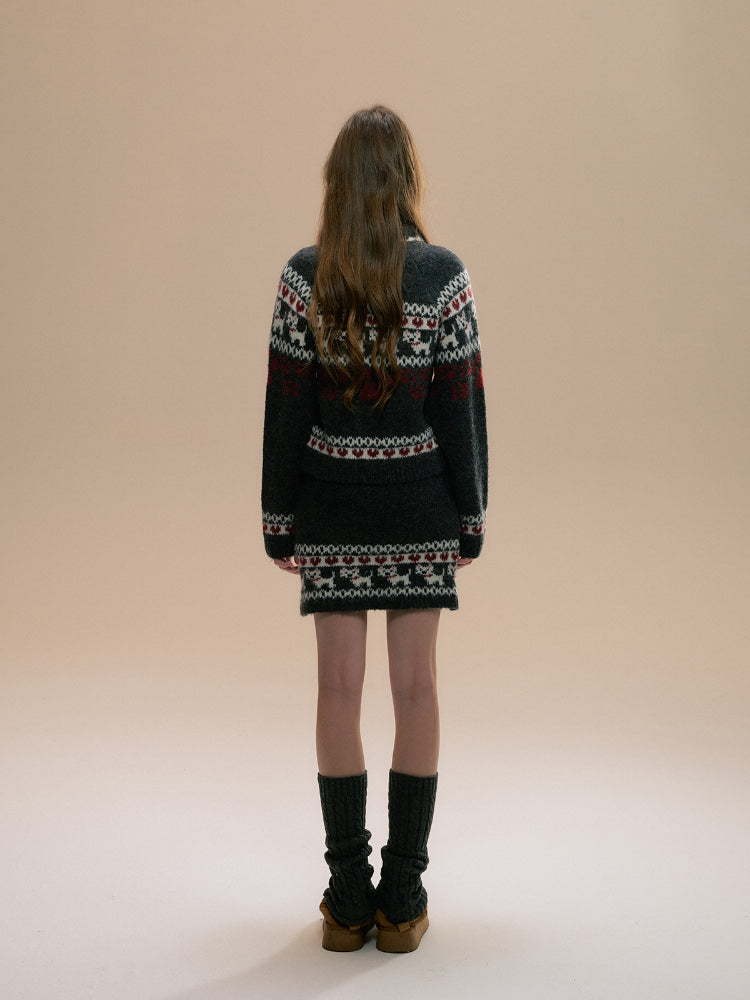 Fair Isle Westie Sweater & Skirt Set - CHINASQUAD