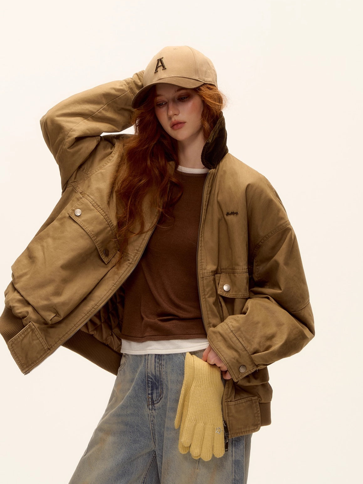 Asgony Retro Contrast Lettering Baseball Cap