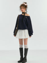 Lace Trim Off-Shoulder Sweatshirt - CHINASQUAD