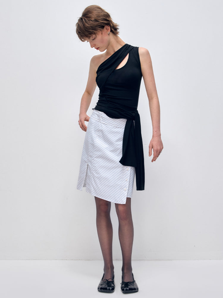 Irregular Slanted Single Shoulder Vest - CHINASQUAD