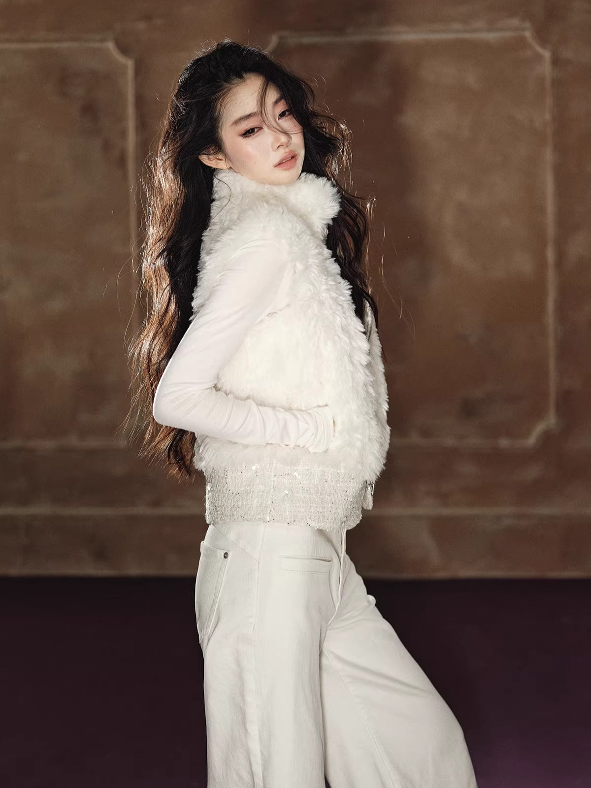 Heavyweight Beaded Wool-Blend Fleece Vest