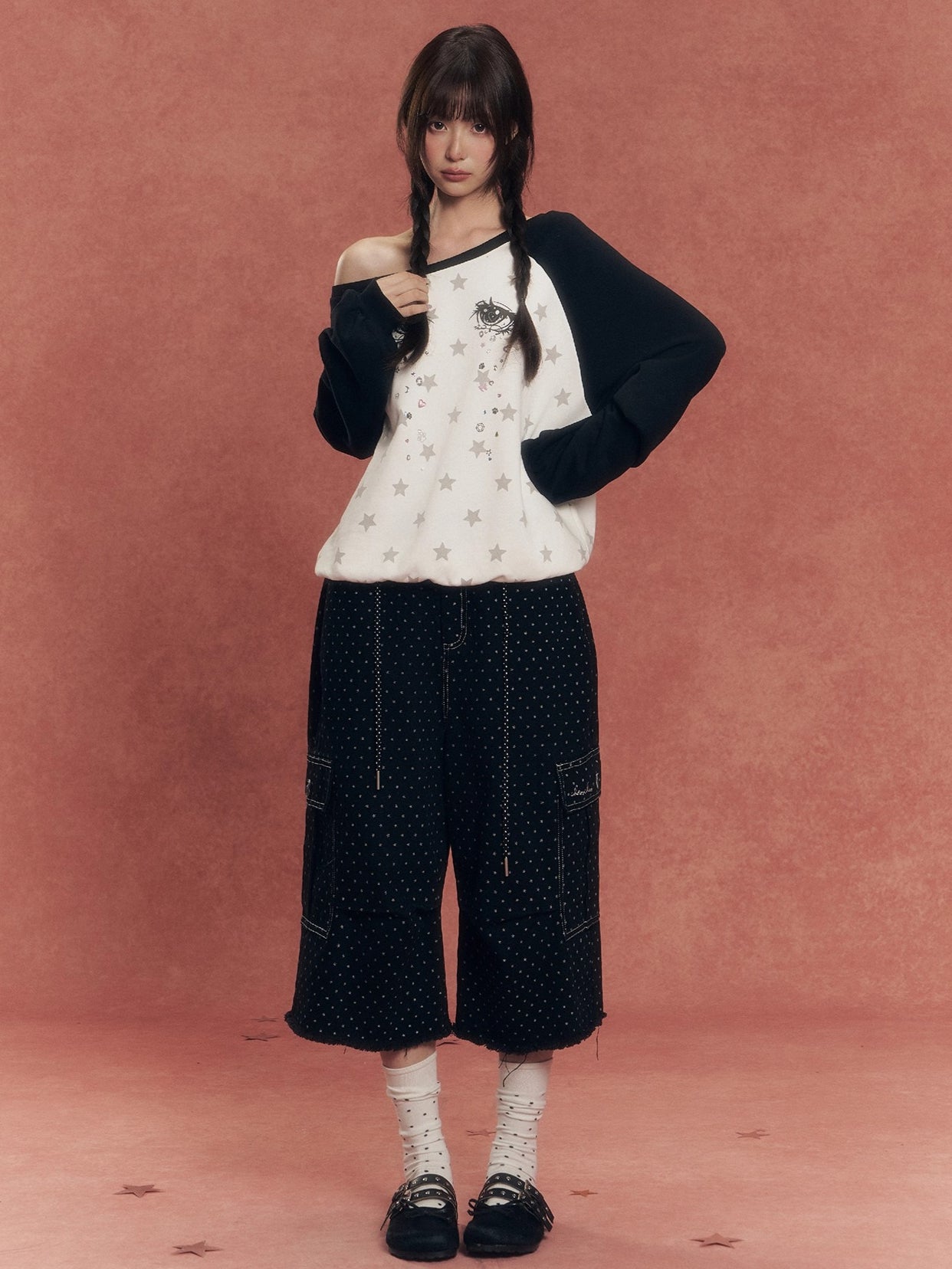 Star Print Raglan Sweatshirt