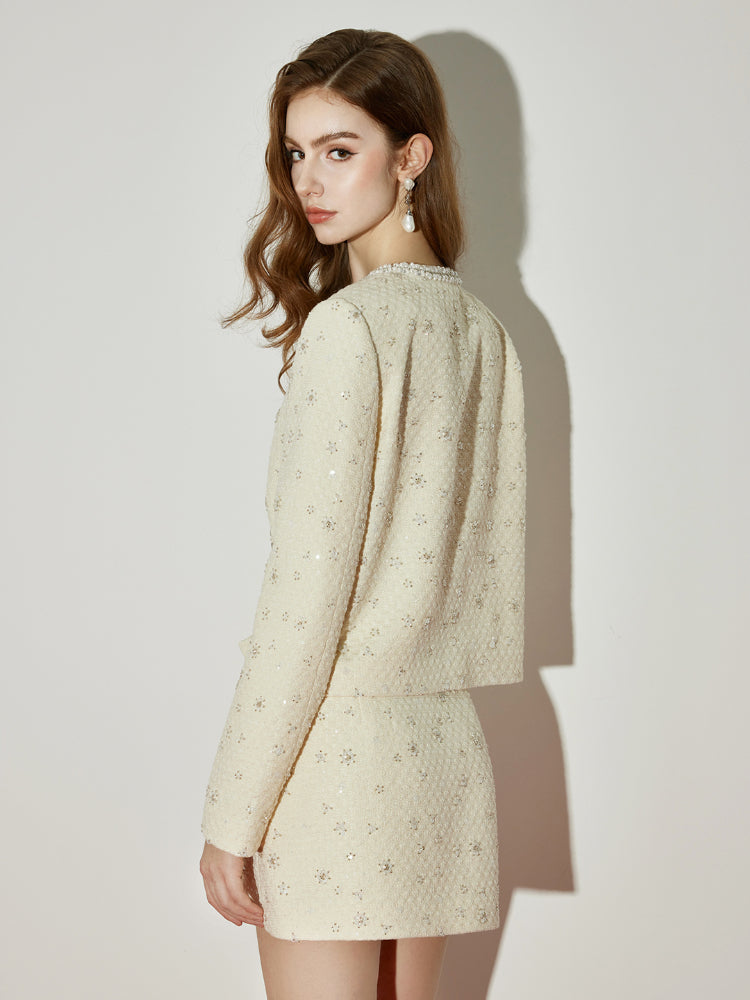 Jacket & Classic Pearl Tweed Skirt Set - CHINASQUAD