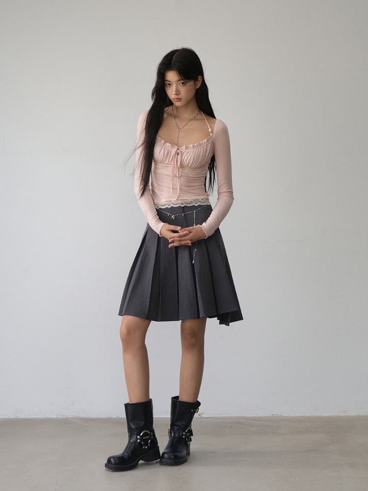 Lace Panel Beaded Acetate T-shirt - CHINASQUAD
