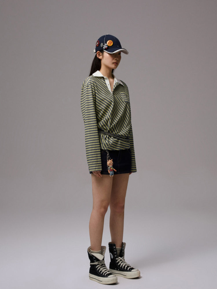 Fake Two-Piece Spliced Double Waistband Skirt - CHINASQUAD