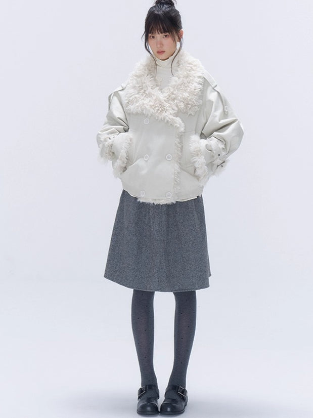 Faux Fur Leopard-Panel Parka Jacket