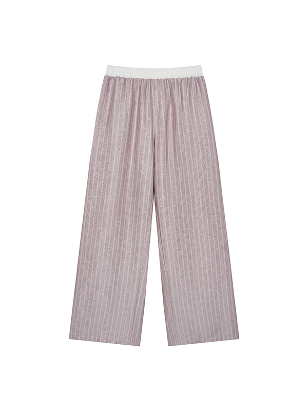 Pink Striped Wide-Leg Pants - CHINASQUAD