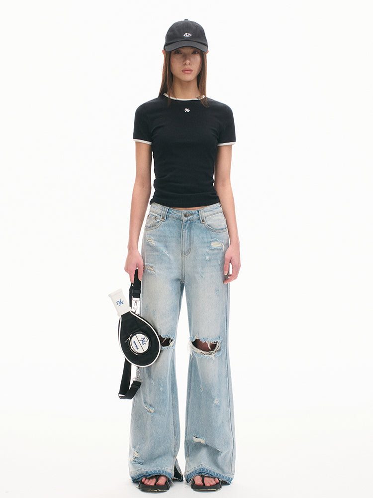 Slim-Fit Color-Block Crewneck Sports T-Shirt - CHINASQUAD