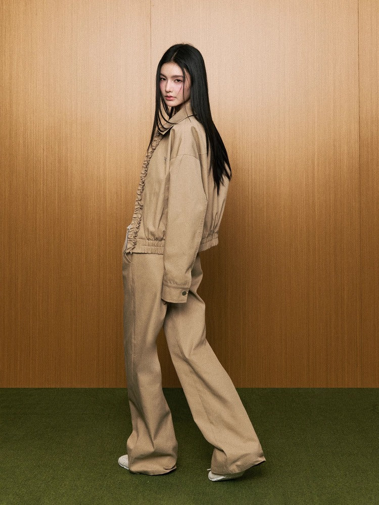 Lace Waist Wide-Leg Straight Pants - CHINASQUAD