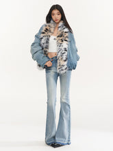 Leopard Collar Denim Jacket - CHINASQUAD