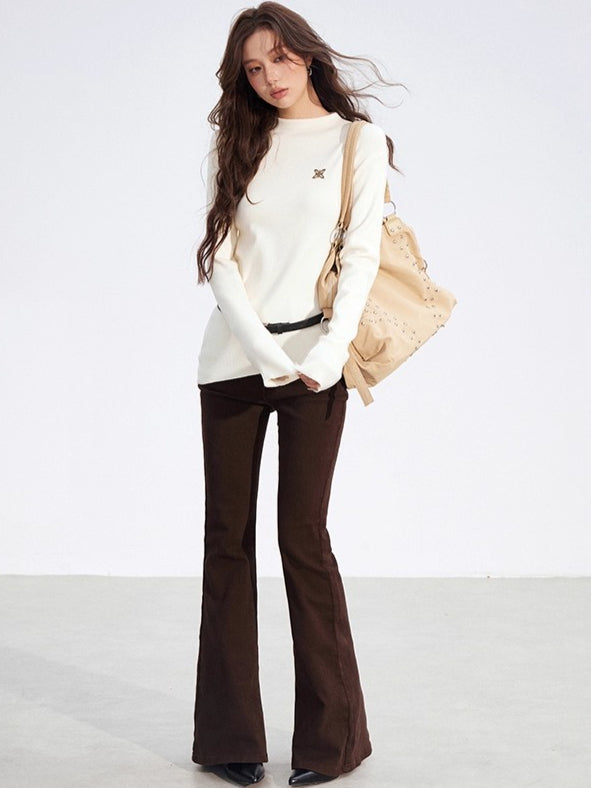 Embroidered Flared Denim Pants