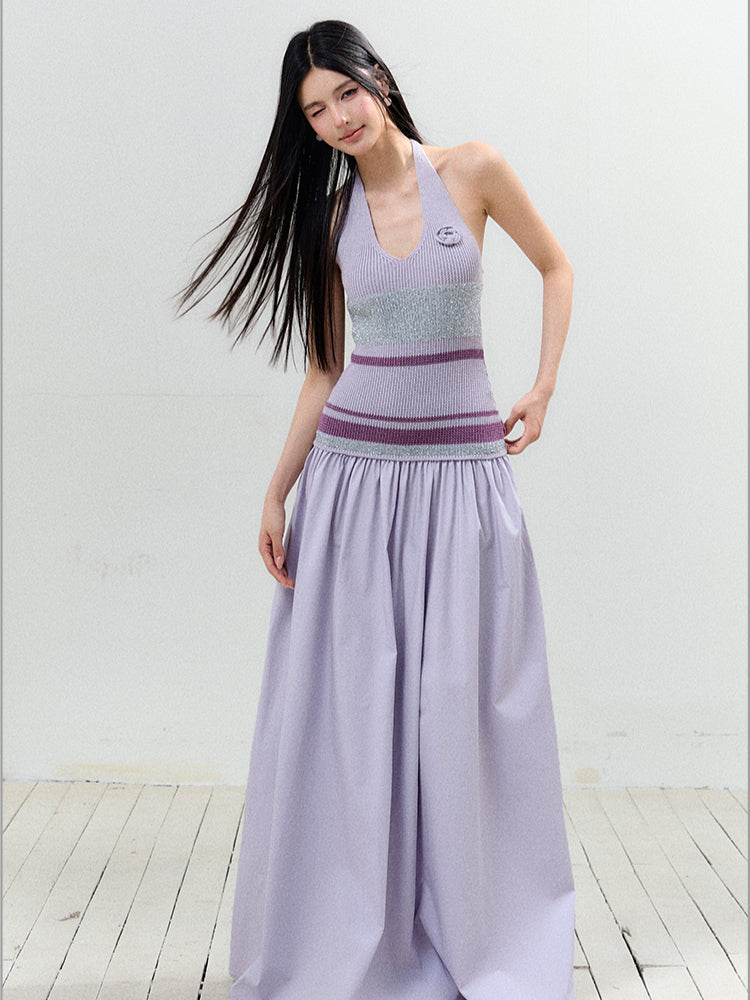 V-Neck Halter Backless Dress - CHINASQUAD