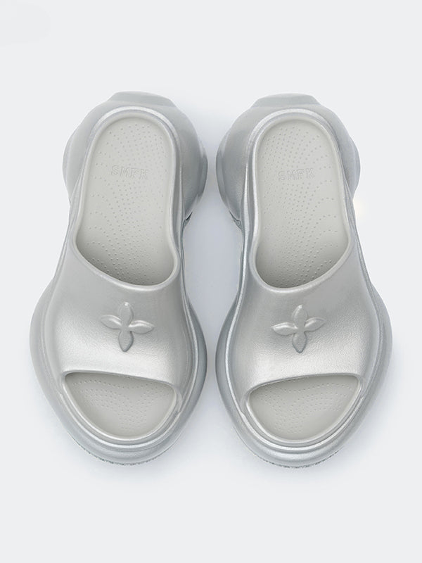 COMPASS WAVE Platform Bumper Sandals In Silver - CHINASQUAD