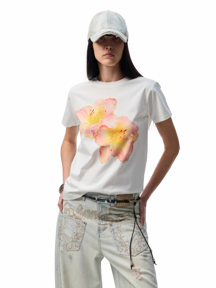 Printed Loose Austrian Rhinestone T-shirt - CHINASQUAD