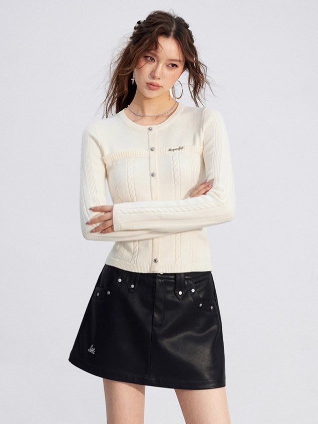 Dual-Layer Cable-Knit Long-Sleeve Turtleneck