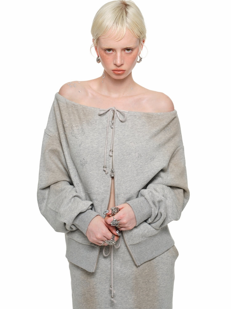 Mud Dyed Rhinestone Sweatshirt & Pant Set - CHINASQUAD