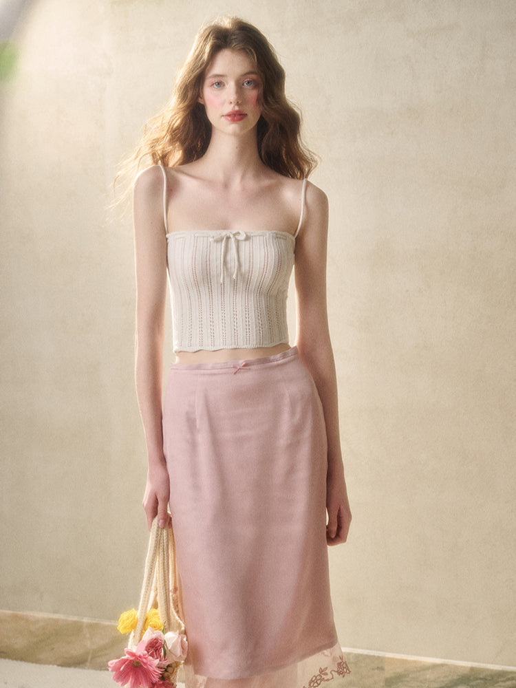 Embroidered Wool Hollow Cardigan & Tank Top Set - CHINASQUAD