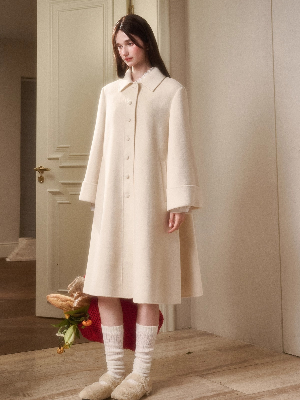 Playful Winter 100% Wool Cape Coat