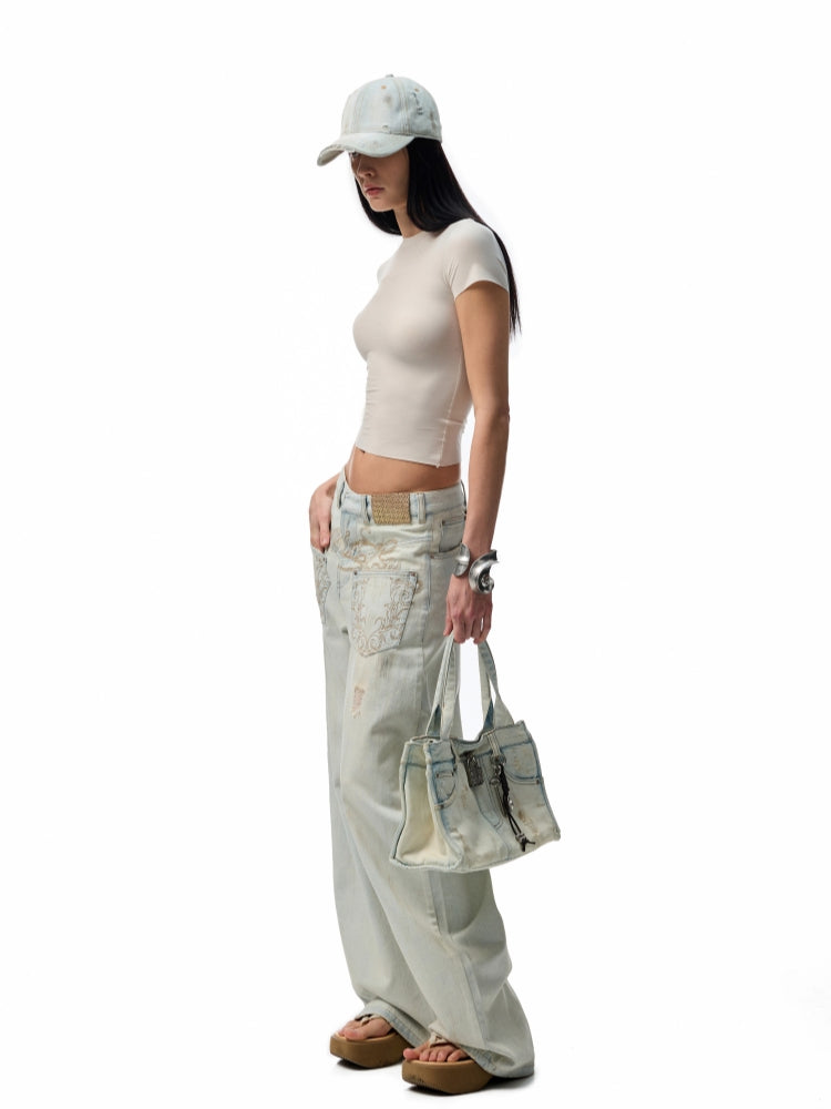 Light Blue Denim Wide - Leg Machete Pants - CHINASQUAD