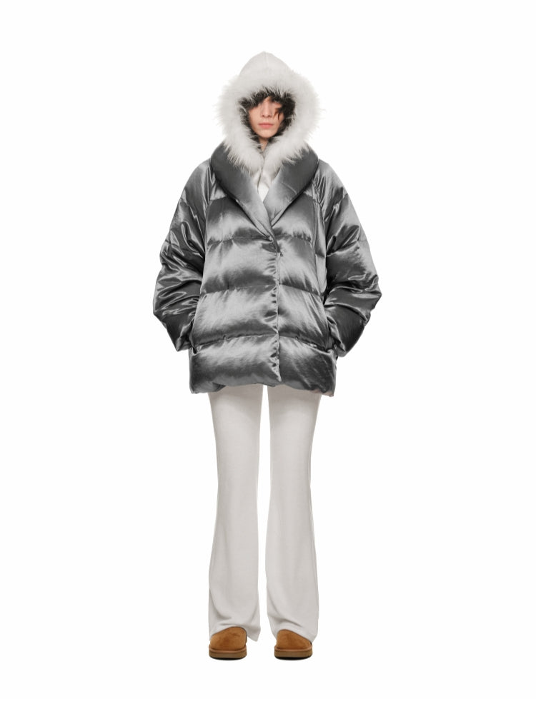 Silver Satin Oversized Down - CHINASQUAD