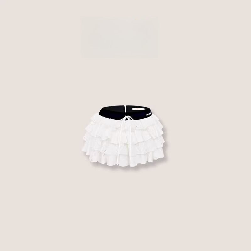 Embroidered Tiered Puff Mini Skirt