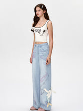 Ocean-Inspired Graffiti Denim Jeans - CHINASQUAD