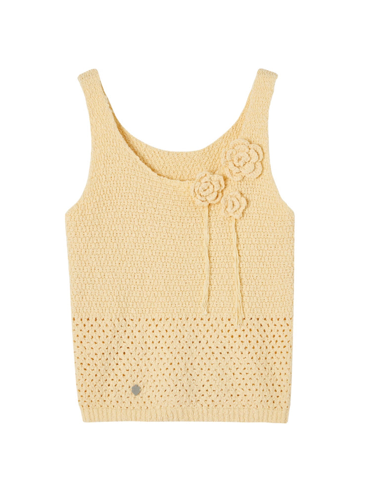 Three-dimensional Handmade Flower Crochet Tank Top - CHINASQUAD
