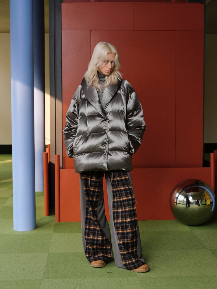 Silver Satin Oversized Down - CHINASQUAD