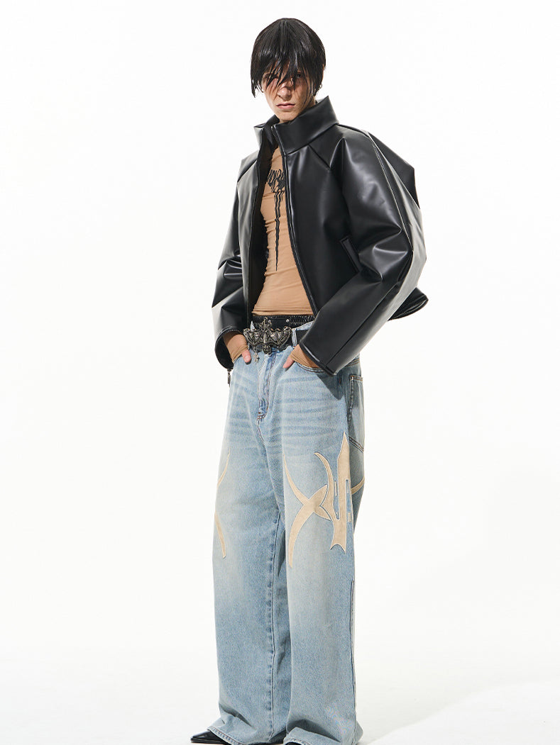 Black Oversized Raglan Sleeve Zipper Puffer Jacket - CHINASQUAD