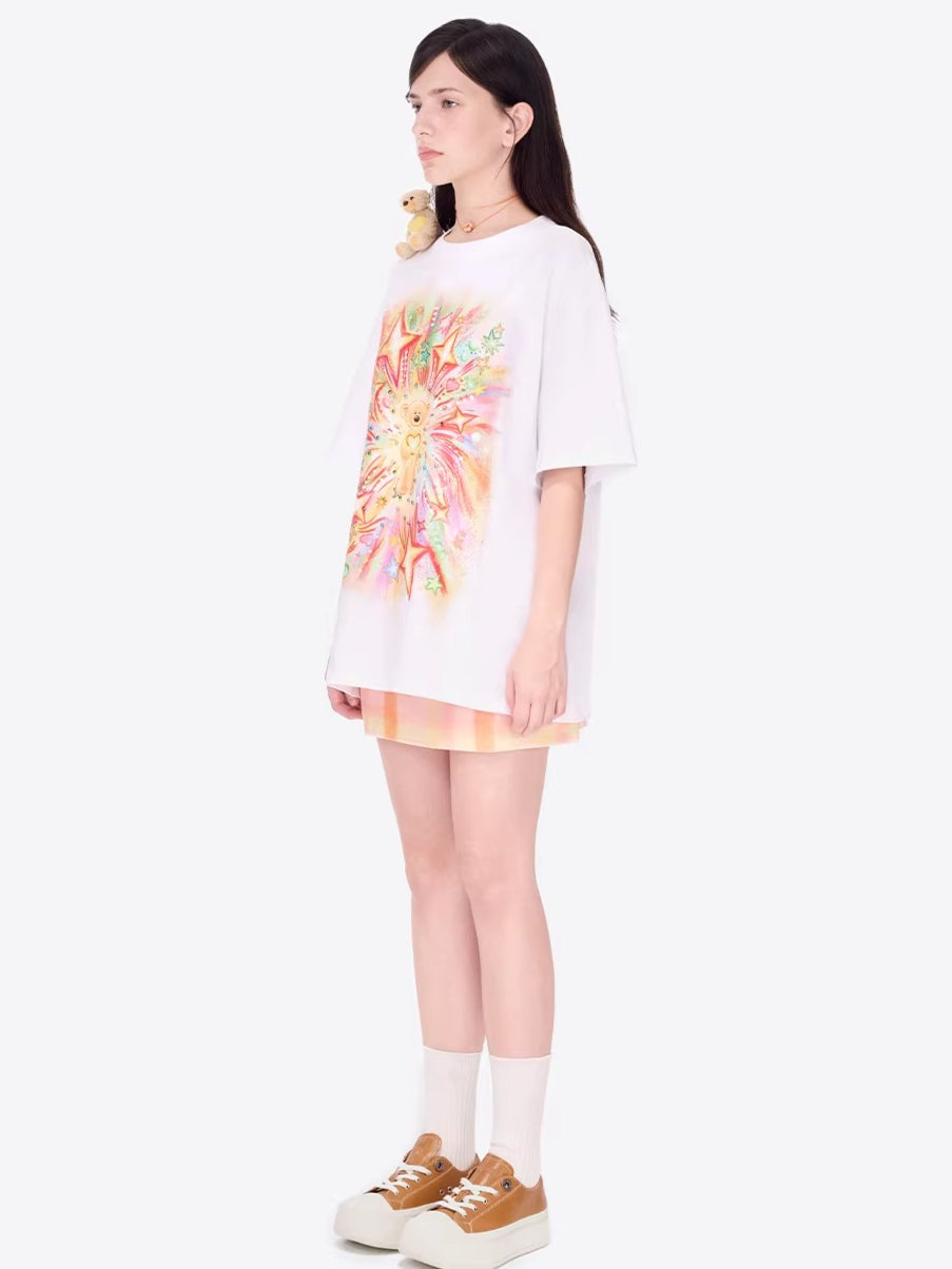 Luminous Heart Graphic Oversized T-Shirt