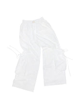 Blue & White Wide-Leg Utility Pants - CHINASQUAD