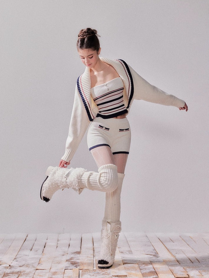 London Stroll Striped Knit Cardigan & Pants Set