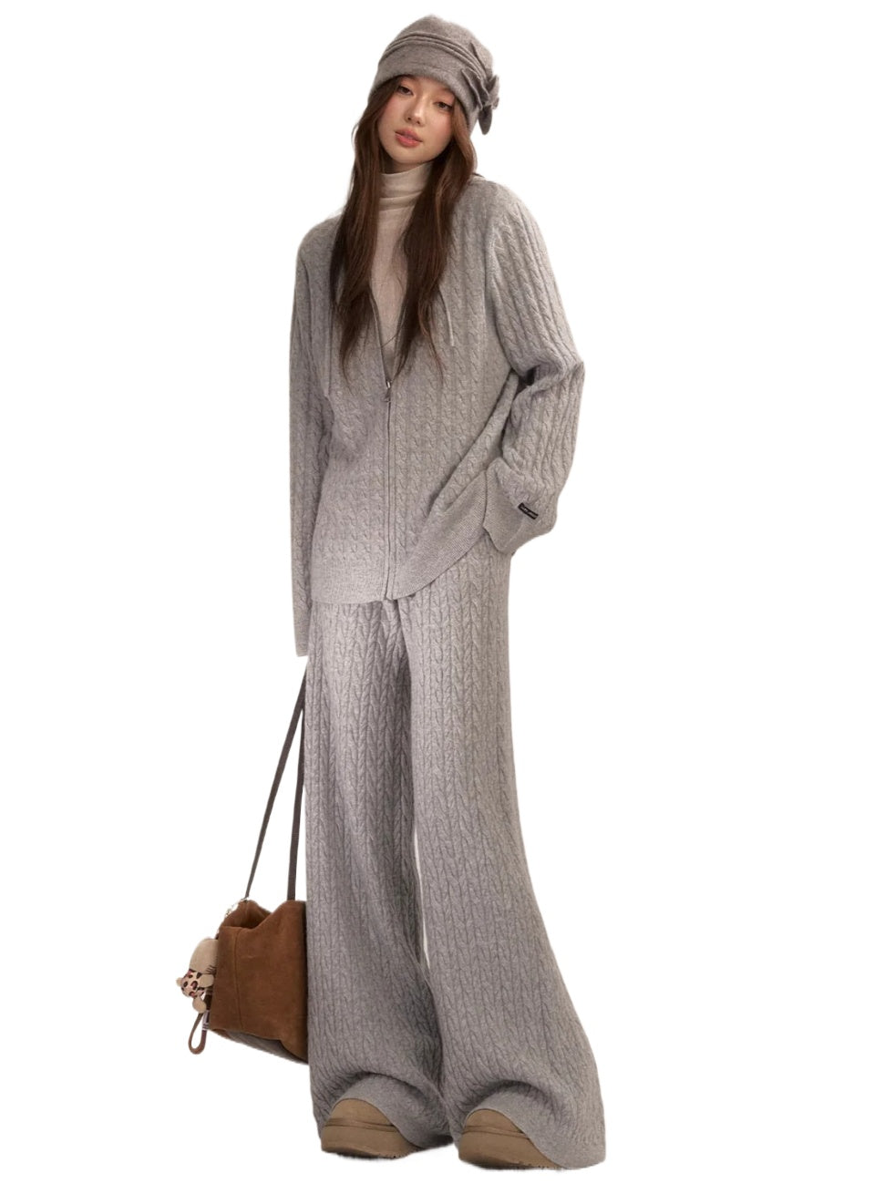 Wool Blend Hooded Knit Cardigan - CHINASQUAD