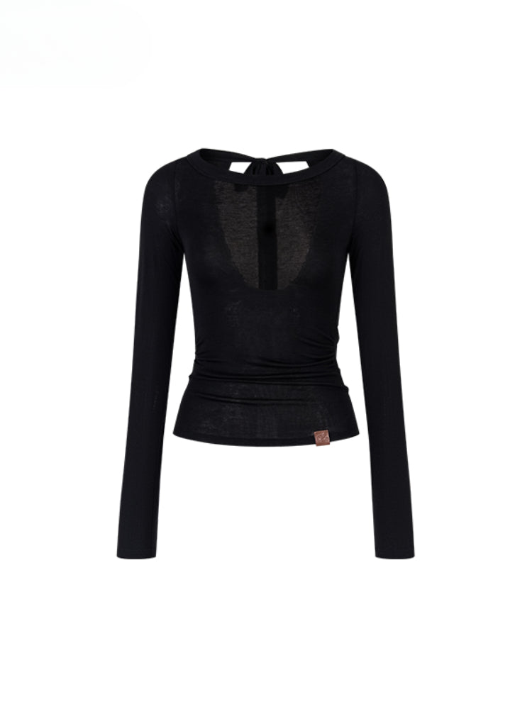 Reversible Off-shoulder Slim Long-sleeve T-shirt - CHINASQUAD