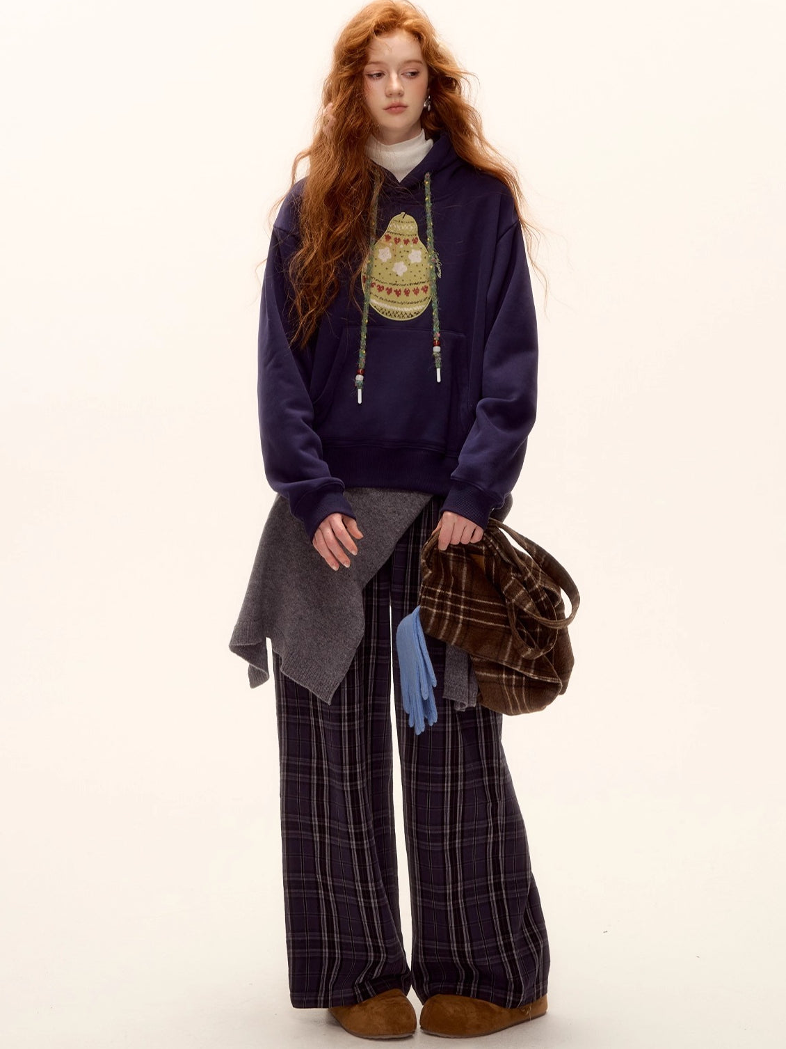 Brushed Fair Isle Knit Hoodie