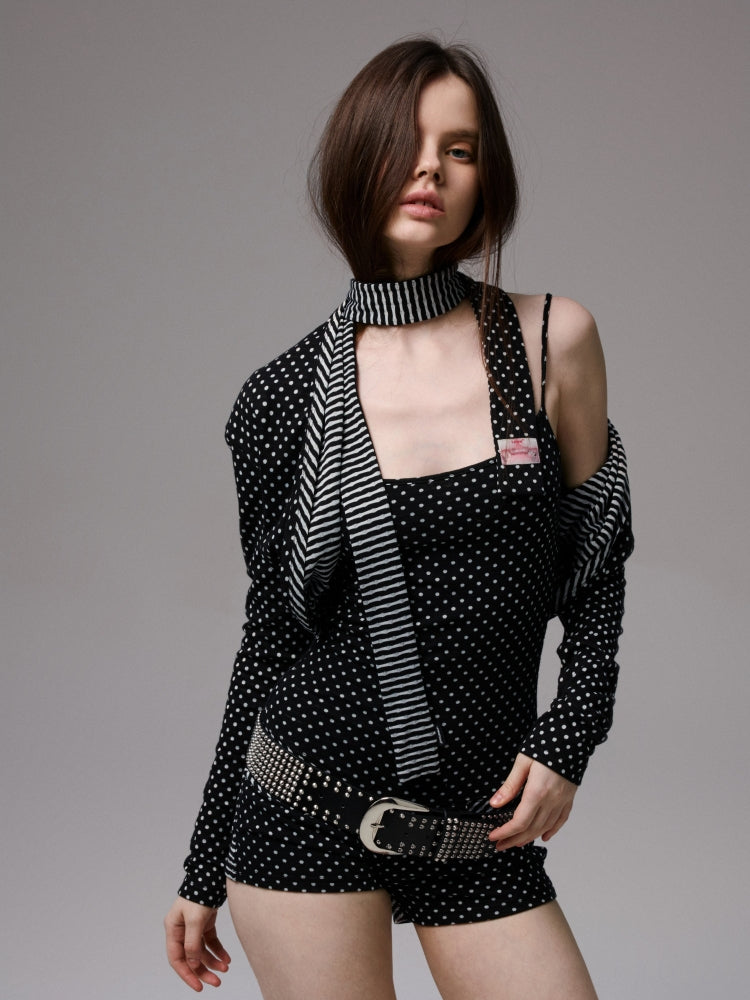 Polka Dot Stripe Double-sided Scarf - CHINASQUAD