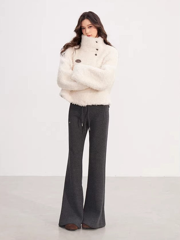 High-Waisted Fleece-Lined Micro-Flare Pants