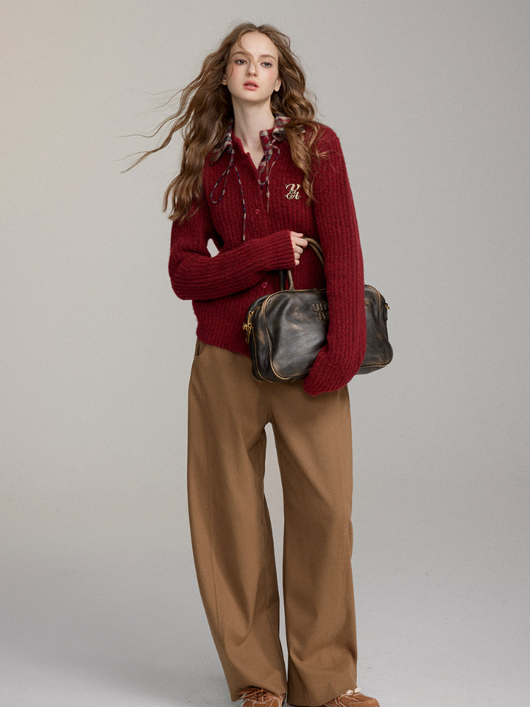 Detachable Plaid Knit Sweater - CHINASQUAD