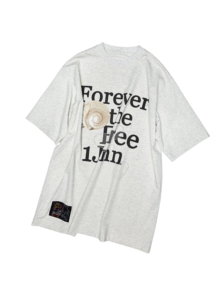 Oversize Floral Alphabet Printed T-shirt - CHINASQUAD