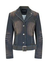 Wide Waist Belt Denim Blazer - CHINASQUAD