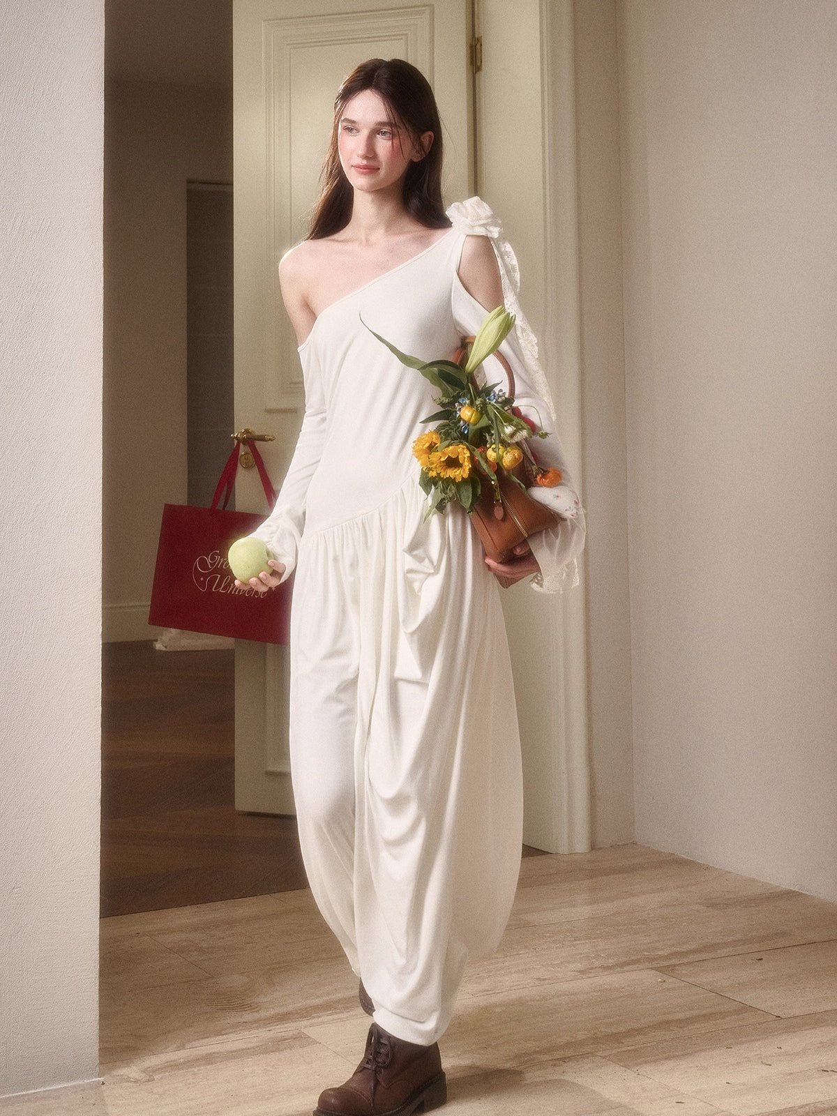 Hot Milk Off-Shoulder Knit Maxi Dress