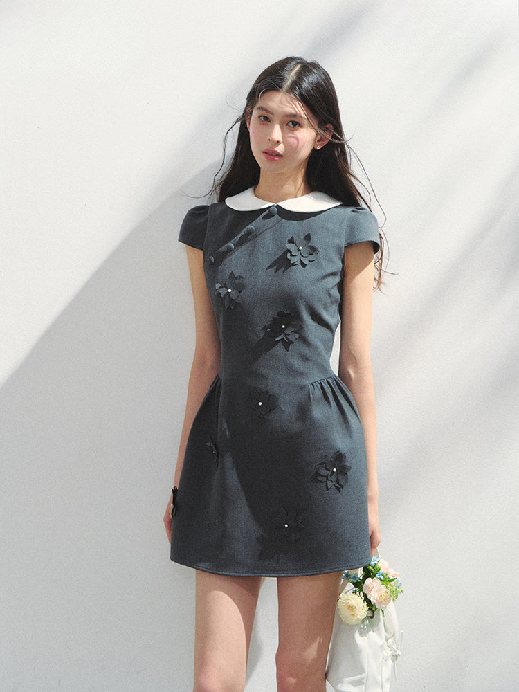 Doll-Collar Puffy Dress - CHINASQUAD