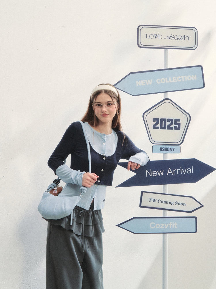 Striped Two-piece Contrast Color Cardigan - CHINASQUAD