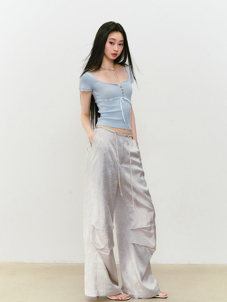 Bowknot Lyocell Knit T-shirt - CHINASQUAD