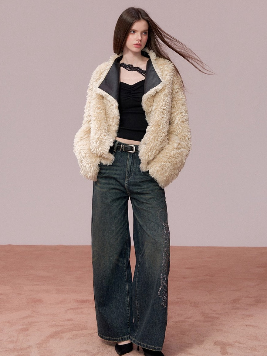 Reversible Faux Fur & PU Leather Jacket