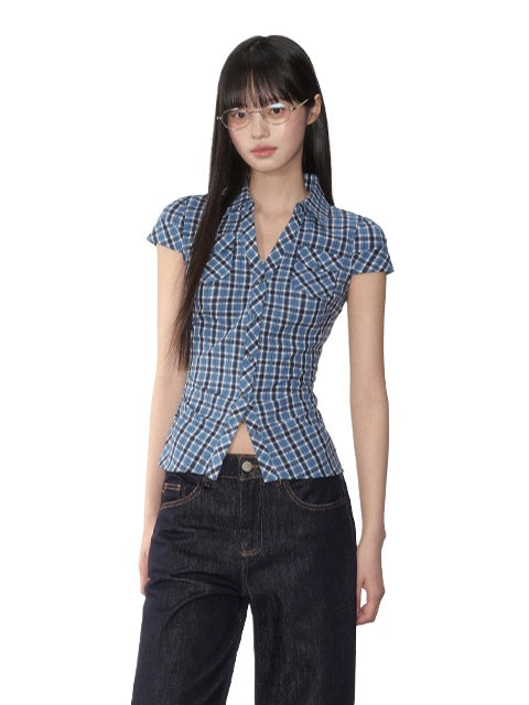 Blue & Pink Fitted Pocket Shirt - CHINASQUAD