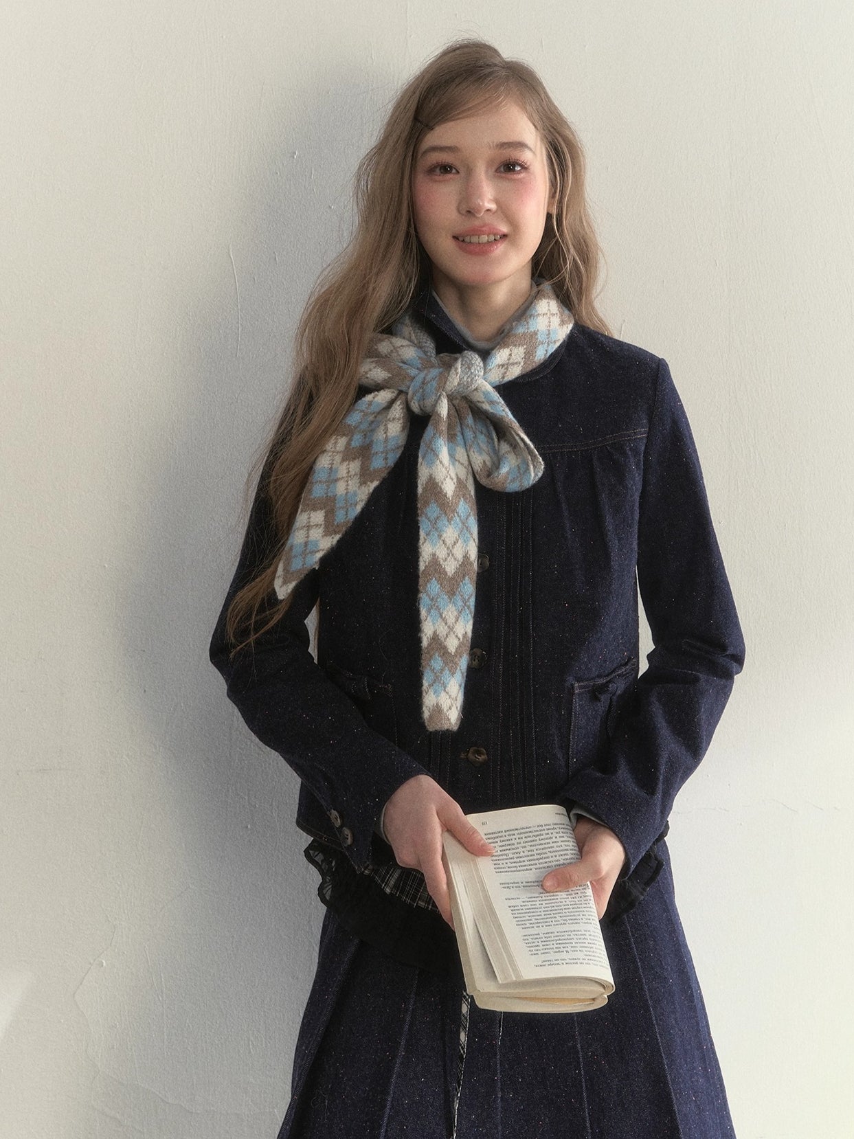 Multi-Color Ribbon Detail Knit Scarf